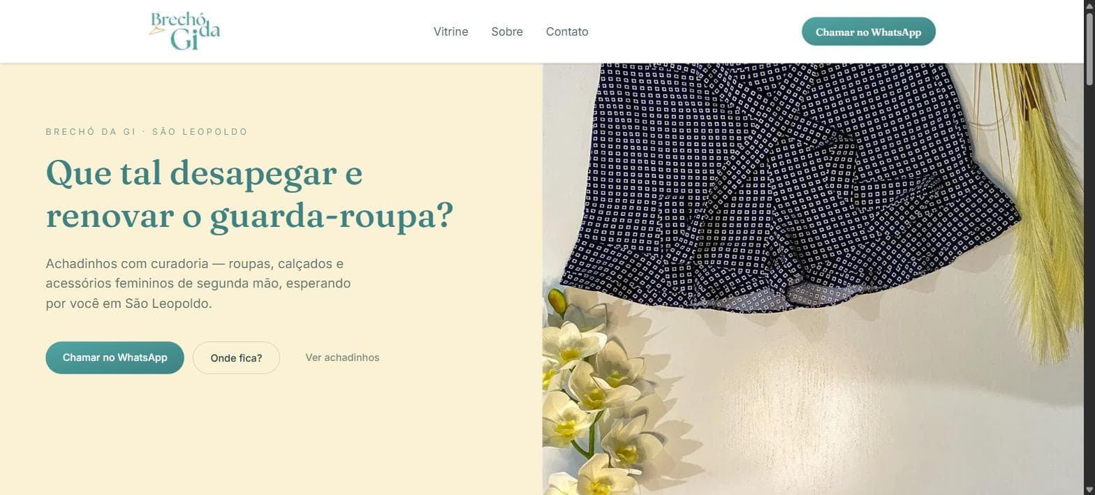 Captura de tela do site Brechó da Gi